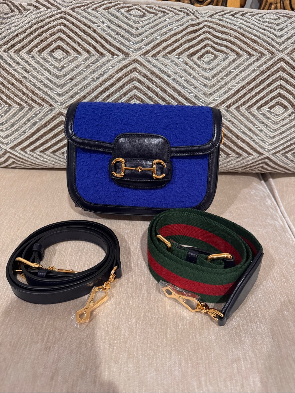 Gucci Horsebit 1955 wool Crossbody Bag NEW